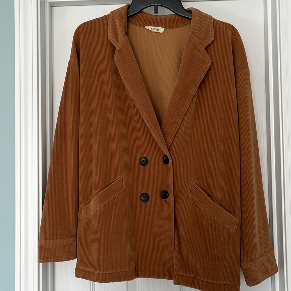 Madewell Knit Corduroy Redford Blazer Wmn Small Hazelnut Double Breasted…